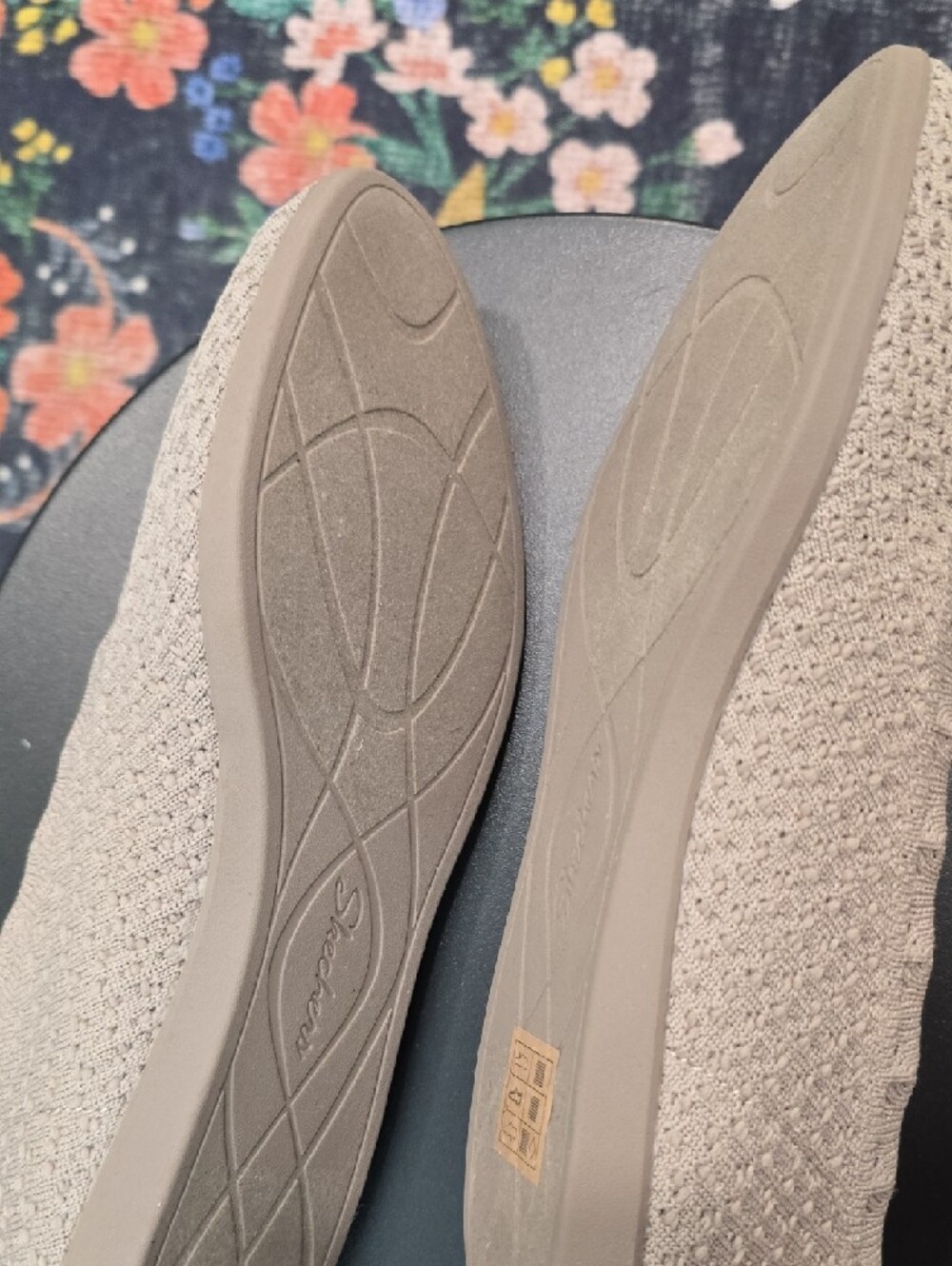 Skechers Women's Light Beige Knit Slip-On Flats - Picture 4 of 6